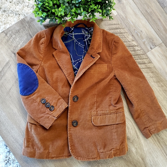 Mini Boden Brown Corduroy Jacket Elbow 